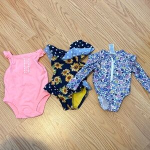 Mixed brand 0-3 and 3 month summer swim and onesie